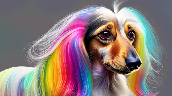 rainbow colored dog AI generated