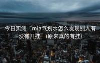 今日实测“mia气划水怎么发现别人有没有开挂”(原来真的有挂)