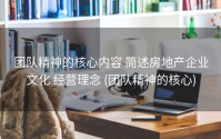 团队精神的核心内容 简述房地产企业文化 经营理念 (团队精神的核心)