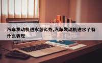 汽车发动机进水怎么办,汽车发动机进水了有什么表现