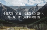 今日实测“皮皮斗地主怎么发现别人有没有开挂”(原来真的有挂)