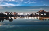 今日实测“棋牌部落怎么发现别人有没有开挂”(原来真的有挂)