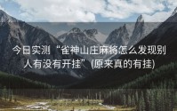 今日实测“雀神山庄麻将怎么发现别人有没有开挂”(原来真的有挂)