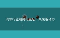 汽车行业服务化论坛：未来驱动力