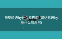 网络暗语by什么意思啊 (网络暗语by单什么意思啊)