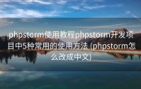 phpstorm使用教程phpstorm开发项目中5种常用的使用方法 (phpstorm怎么改成中文)
