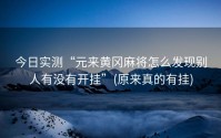 今日实测“元来黄冈麻将怎么发现别人有没有开挂”(原来真的有挂)