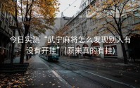 今日实测“武宁麻将怎么发现别人有没有开挂”(原来真的有挂)