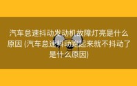汽车怠速抖动发动机故障灯亮是什么原因 (汽车怠速抖动跑起来就不抖动了是什么原因)