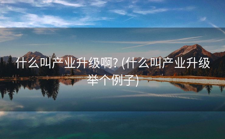 什么叫产业升级啊? (什么叫产业升级举个例子)