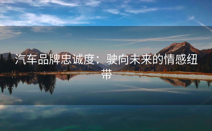 汽车品牌忠诚度：驶向未来的情感纽带