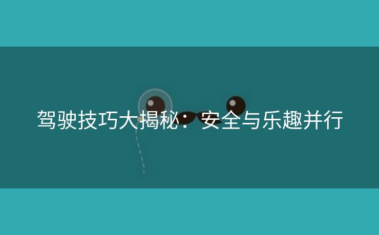 驾驶技巧大揭秘：安全与乐趣并行