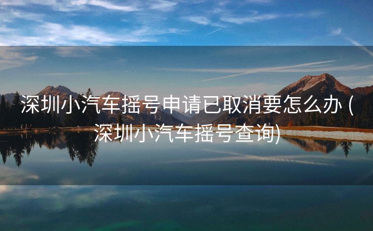 深圳小汽车摇号申请已取消要怎么办 (深圳小汽车摇号查询)