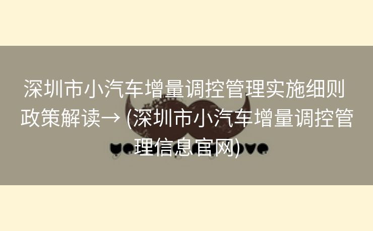 深圳市小汽车增量调控管理实施细则 政策解读→ (深圳市小汽车增量调控管理信息官网)