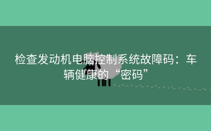 检查发动机电脑控制系统故障码：车辆健康的“密码”