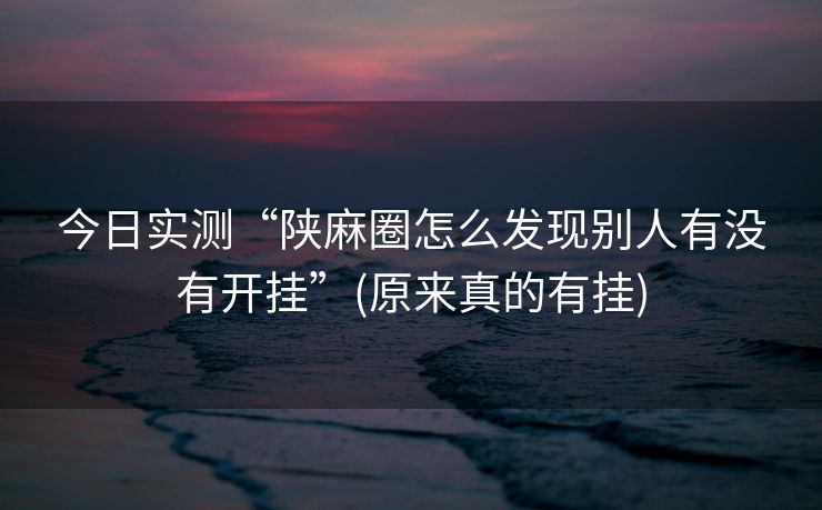 今日实测“陕麻圈怎么发现别人有没有开挂”(原来真的有挂)