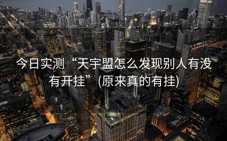 今日实测“天宇盟怎么发现别人有没有开挂”(原来真的有挂)