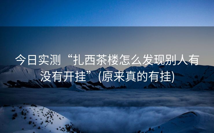 今日实测“扎西茶楼怎么发现别人有没有开挂”(原来真的有挂)