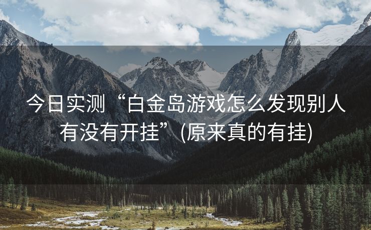 今日实测“白金岛游戏怎么发现别人有没有开挂”(原来真的有挂)