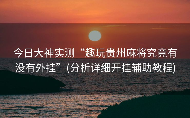 今日大神实测“趣玩贵州麻将究竟有没有外挂”(分析详细开挂辅助教程)